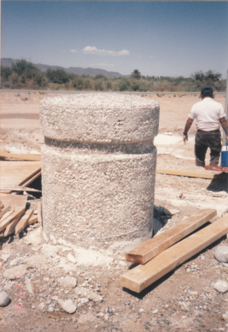 One of the bollards surrounding the monument